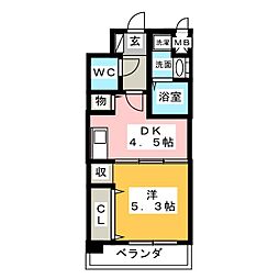 フォレスト9 5階1DKの間取り
