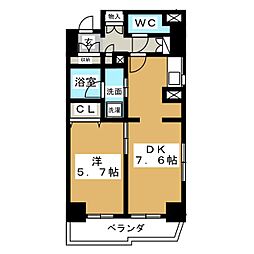 ＣＡＳＳＩＡ車道 13階1DKの間取り