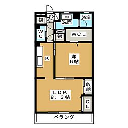 プランタン黒門 1LDKの間取図画像