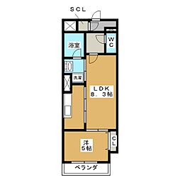 ロイジェント新栄2 1LDKの間取図画像