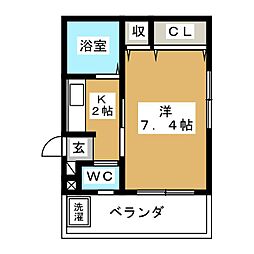ホープフル上野 1Kの間取図画像