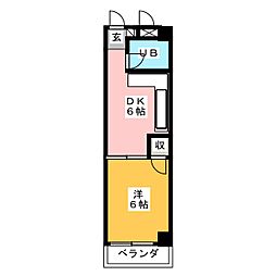 吉澤ビルメゾンヨシザワ 1DKの間取図画像
