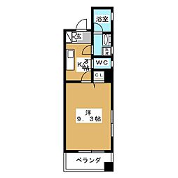 フェリーシェイズミ 1Kの間取図画像