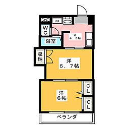 プレステージ名古屋 2Kの間取図画像