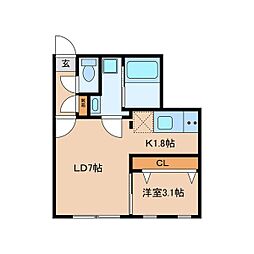 quadorIMAIKEEAST 1LDKの間取図画像