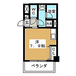レジディア高岳 ワンルームの間取図画像