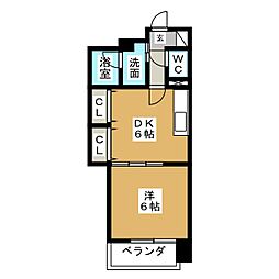 綾羽アネックス葵 1DKの間取図画像