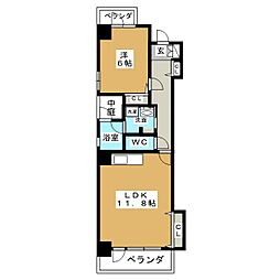 IVYDAIMEN泉 1LDKの間取図画像