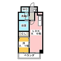 ラドゥセール今池 1LDKの間取図画像