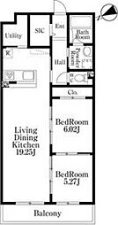 名古屋市千種区千種2丁目マンション 2LDKの間取図画像