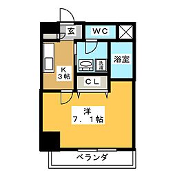 リアライズ代官町 1Kの間取図画像