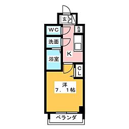 プレサンス桜通ベルノ 1Kの間取図画像