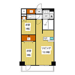 Ceder Noritake 6階2LDKの間取り
