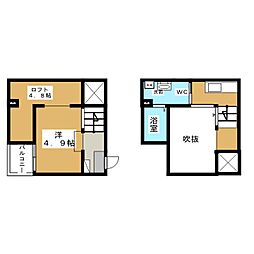 サンエイブリッジII 1階1Kの間取り