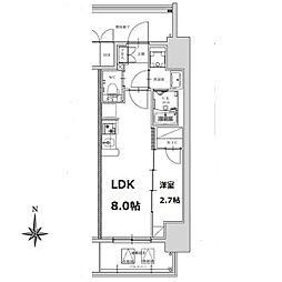 S-RESIDENCE亀島駅前ascent 10階1LDKの間取り
