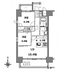 S-RESIDENCE亀島駅前blaze 11階2LDKの間取り