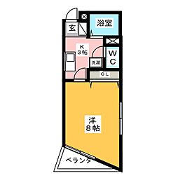 SHALLOW 2階1Kの間取り