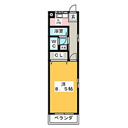 パレ白子 1階1Kの間取り