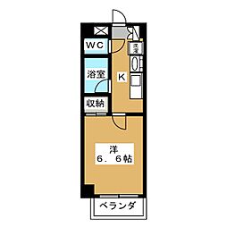 ＡＸＩＳ 6階1Kの間取り