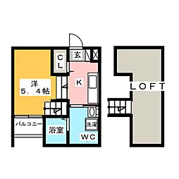 ｌａｐｉｓｌａｚｕｌｉ（ラピスラズリ） 1階ワンルームの間取り