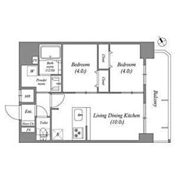 アドバンス名古屋シュテルン 13階2LDKの間取り