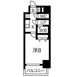 メイクスアート太閤通 7階1Kの間取り