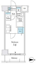 プレイズシード名古屋亀島 7階1Kの間取り