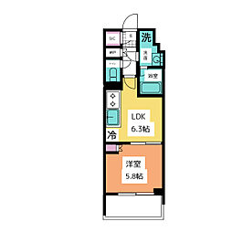 オーパスレジデンス名古屋ステーション 15階1LDKの間取り