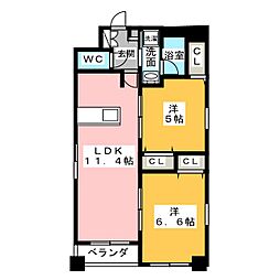 ベルルージュ名駅西 2階2LDKの間取り