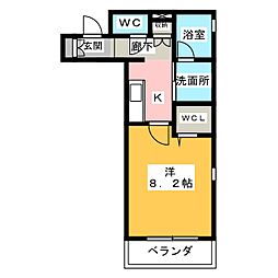 Le Divin 3階1Kの間取り