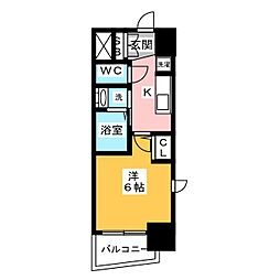 エステムコート名古屋ステーションクロス 5階1Kの間取り