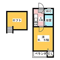 BELLAGIO井深 1Kの間取図画像