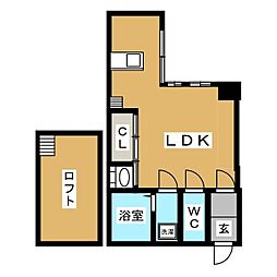 アコテパリジェンヌ ワンルームの間取図画像