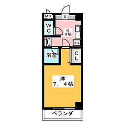 スクエアー太閤 1Kの間取図画像