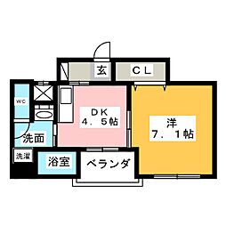 アイムリオ2 1DKの間取図画像