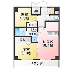 S-RESIDENE名駅北alesia(アレシア) 2LDKの間取図画像
