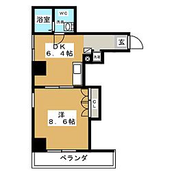 桂山サコウハイツYON 1DKの間取図画像