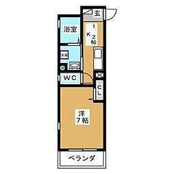 ラコルタブローン 1Kの間取図画像