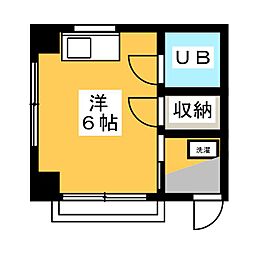 ハイネスひらの ワンルームの間取図画像
