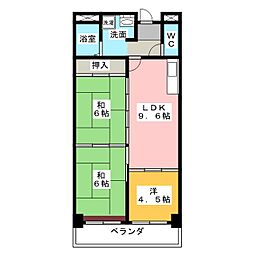 六反ハイツ 3LDKの間取図画像