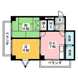 セントラルアイル 2DKの間取図画像
