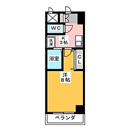 エクセレント栄光 1Kの間取図画像