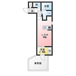 アソシエ中村 1LDKの間取図画像
