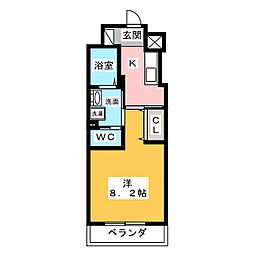 ラヴィK 1Kの間取図画像