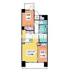 OPUSRESIDENCENAGOYASTATION 2LDKの間取図画像