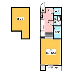 アインスグリュック 1Kの間取図画像