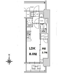 S-RESIDENCE亀島駅前ascent 1LDKの間取図画像
