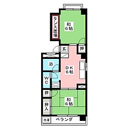 京田レジデンス 2DKの間取図画像