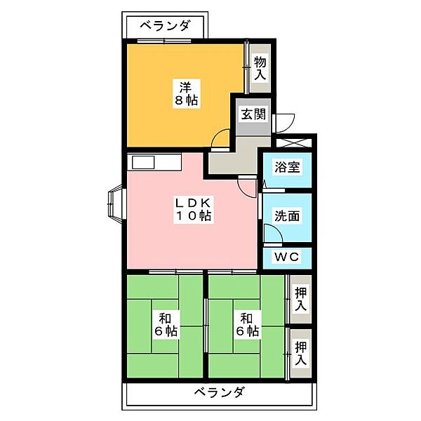 七反田ハイツ　Ａ棟 ｜愛知県名古屋市中川区七反田町(賃貸マンション3LDK・2階・66.62㎡)の写真 その2