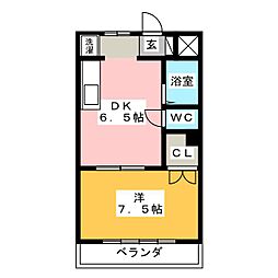コーポ二村 1DKの間取図画像